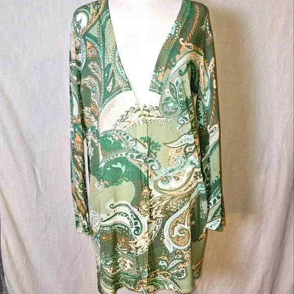 Chicos The Everyday Cardigan Paisley Button Down Long Sleeve SZ 1(M) - Picture 1 of 11